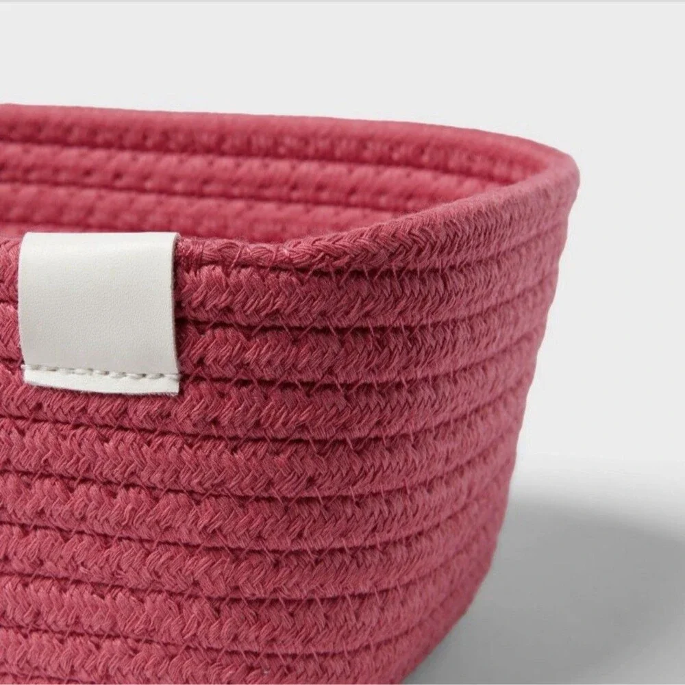 Coiled Rope Basket Pink Brightroom Decorative Rectangle, 8